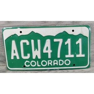 Old Colorado License Plate ACW4711 Old Car Garage Mancave Collectible